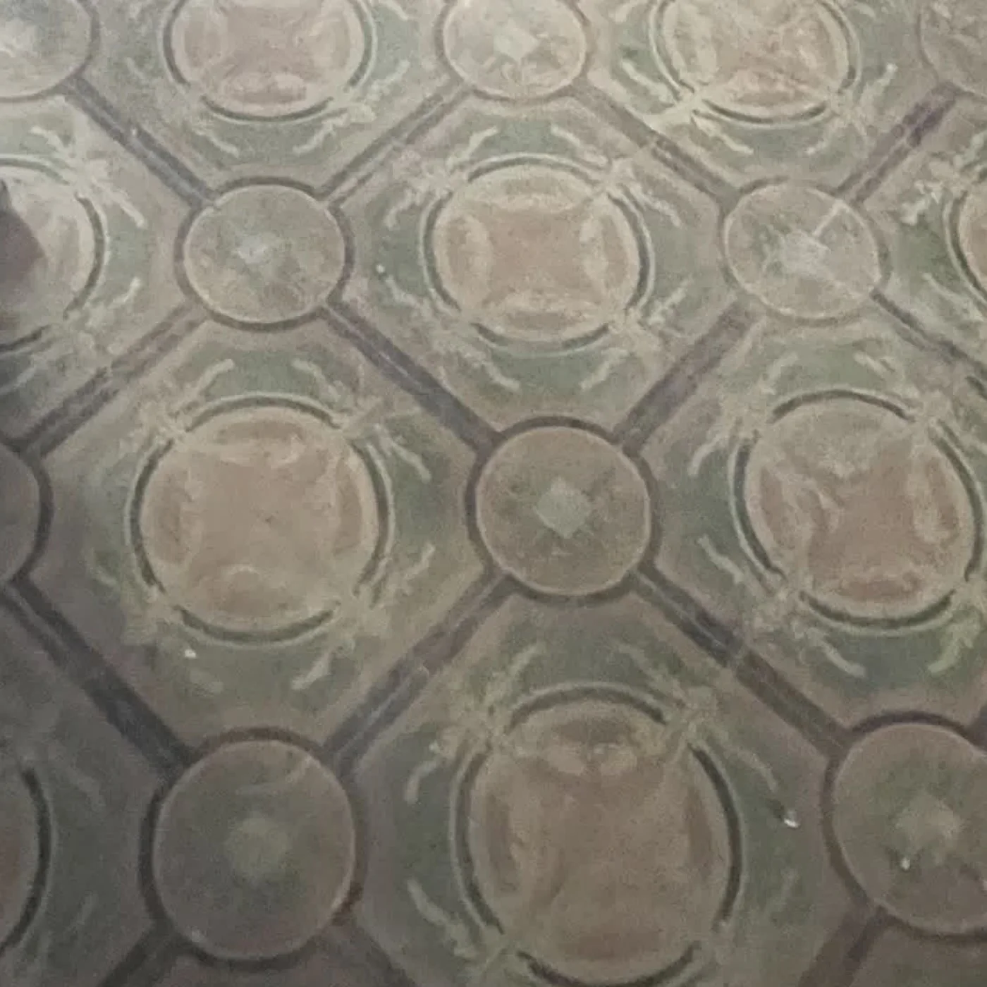 Detail of the historic patterned floor tiles